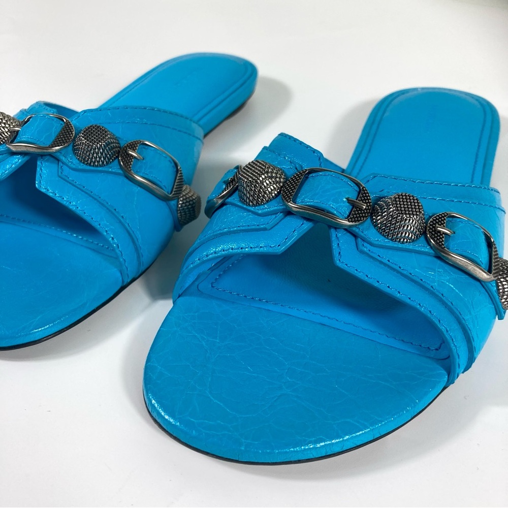 NWB Balenciaga Cagole Slide Sandal Cyan Size 36.5EU 6.5US 694342WAD4E - Picture 13 of 17